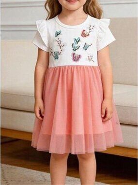 Children's Butterfly Embroidered Tulle Layered Dress